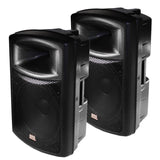 Package Bundle: 2x EMB EB112BT Pro 12" 2-way 900W Bluetooth Powered Speaker + 2x Speaker Stands + 2x Peavey PV7 Dynamic Cardiod Microphones With Cables + 2 Microphone Stand + 2 XLR Xlarge Cables