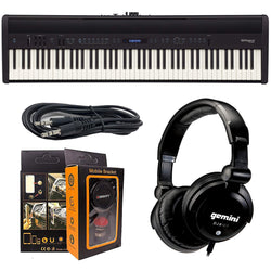Roland PK 88-key FP-60 Weighted-action Supernatural Digital Portable Piano + ISK HP2000 Headphone w/Free 3.5mm AUX Cable & Magnet Car Mount