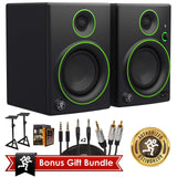 Pair Mackie CR5BT 5" Studio Monitors w/Bluetooth, Stands, Pads, Cables Package