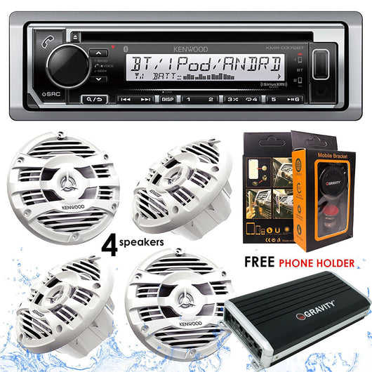 Kenwood KMR-D372BT Bluetooth Receiver + GBR300-4D 4 Channels Digital Amplifier + KFC-1653MRW 6.5