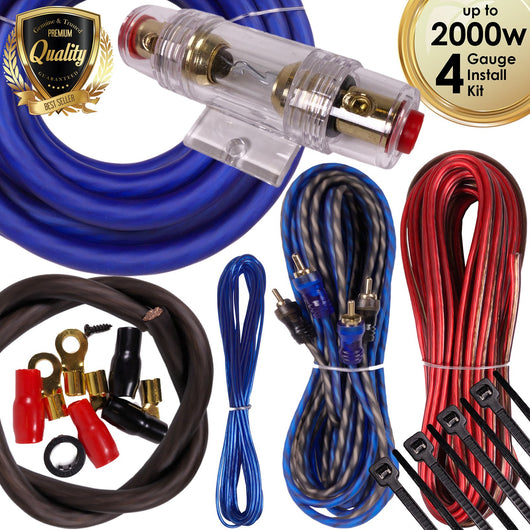 Complete 2000W Gravity 4 Gauge Amplifier Installation Wiring Kit Amp PK1 4 Ga Blue - for Installer and DIY Hobbyist - Perfect for Car/Truck/Motorcycle/RV/ATV