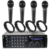 Package Bundle - EMB EBK37 Pro 700-watt Digital Karaoke Mixer Stereo Amplifier + 4 Peavey PV7 Dynamic Cardiod Microphones With Cables