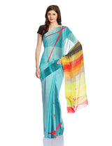 Satya Paul Saree With Blouse Piece (SY519-0387_Aqua and Sea Green)