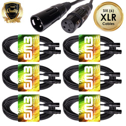 EMB Professional 6-Pack 25 Feet XLR Male to Female Shielded Microphone 18GA Patch XLR Cable - Perfect for Studio / Live Recording / Home / Karaoke / Club Sound Quality (No Hum Noise!)