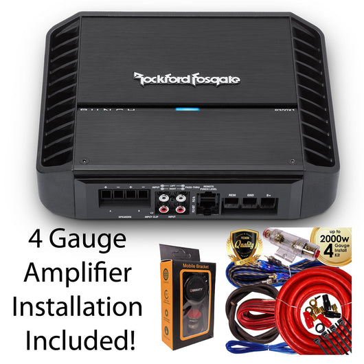 Rockford Fosgate P300X1 Punch 300 Watts 1-Channel Mono Block Amplifier + 4 Gauge Amp Kit
