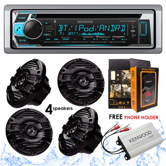 Kenwood KMR-D368BT Bluetooth Receiver + KAC-M1804 4 Channels Amplifier + KFC-1653MRB 6.5