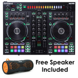 Roland PKG DJ-505 Two Channel, Four-Deck Serato DJ Controller with Free Orange EMB Rechargeable Speaker