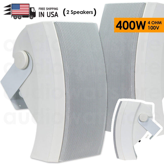 Gravity CGW251 200 Watts Full Range Outdoor Speaker/Environmental/Monitor (Pair) (2 Speakers) White - Perfect for: Restaurant/Outdoor/Temple/Patio/Pool/Meeting Room/Church/Coffee Shop