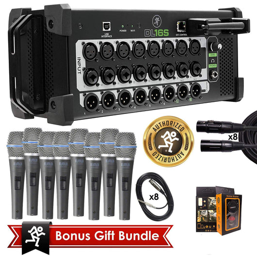 Mackie DL16S 16-Channel Wireless Digital Sound Mixer, Built-In WiFi + Microphone Bundle