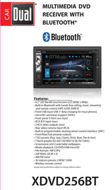 Dual XDVD256BT Digital Multimedia 6.2" LED Backlit LCD Touchscreen Double DIN Car Stereo with Built-in Bluetooth, CD/DVD, USB, microSD & MP3 Player