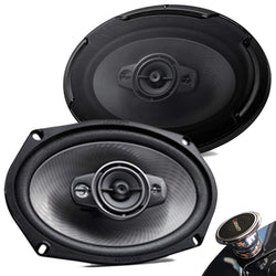 Kenwood KFC-D691 Pair of 600 watt (Peak) 6 x 9 4-Ohms 4-Way Ceramic Super Tweeter Powerful Speakers + Gravity Magnet Holder