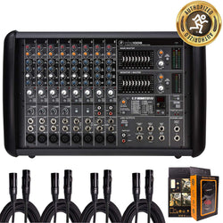 Mackie PPM1008 8-Channel 1600-Watt, Ultra-light Professional Powered Mixer Bundle w/ 4 XLR Cables & Free Mobile Bracket
