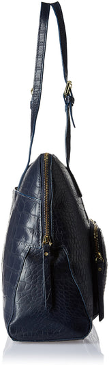 Hidesign 109 02-Croco Women's Shoulder Bag Handbag (Blue)