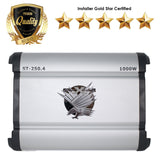 SoundXtreme ST-250.4 Four Channel Amplifier 2 Ohm Stable 1000W w/ Remote Subwoofer Level Control