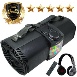 EMB Rechargeable Portable Boombox Street Disco Stereo Speaker 300 Watts - MP3/ Remote/Light - Work with Bluetooth