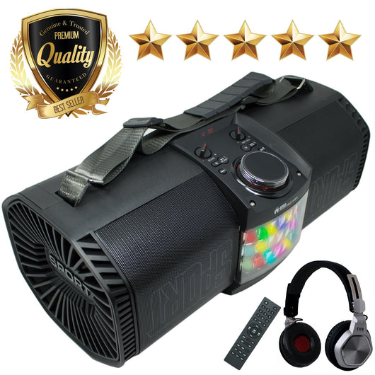 EMB Rechargeable Portable Boombox Street Disco Stereo Speaker 300 Watts - MP3/ Remote/Light - Work with Bluetooth