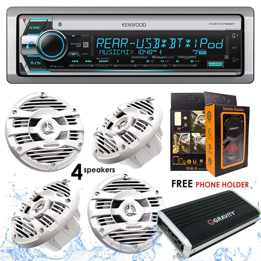 Kenwood KMR-D768BT Bluetooth Receiver + GBR300-4D 4 Channels Digital Amplifier + KFC-1653MRW 6.5