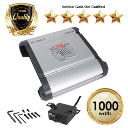 SoundXtreme Car Amplifiers ST-500.2 1000W 2 Channels Class AB MOSFET Amp 2/4 Ohm Stable with Remote Sub Control