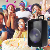 1500W 15 inches Power Party Bluetooth/USB/SD Stereo Rechargeable Portable Speaker - PKL105PK1 - Perfect for Beach/Home/Birthday/DJ Party/Camp/Jobsite/Construction/Industrial