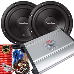Pair of Rockford Fosgate R2D4-10 Prime R2 Dvc 4 Ohm 10-Inch 500 Watts Peak Subwoofer + 3600W Monoblock Amplifier + Installation Kit Included