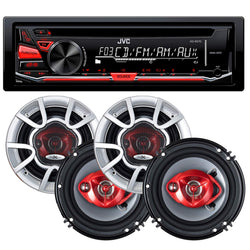 JVC KD-R370 Single Din in-Dash CD/Am/FM/Car Stereo W/Detachable Faceplate + 350 Watts 6 Inches (4 Speakers)
