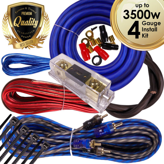 Complete 3500W Gravity 4 Gauge Amplifier Installation Wiring Kit Amp Pk2 4 Ga Blue - for Installer and DIY Hobbyist - Perfect for Car/Truck/Motorcycle/Rv/ATV