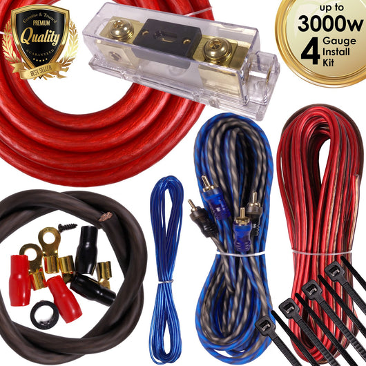 Complete 3000W Gravity 4 Gauge Amplifier Installation Wiring Kit Amp PK3 4 Ga Red - For Installer and DIY Hobbyist - Perfect for Car / Truck / Motorcycle / RV / ATV