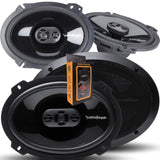 Pair of Rockford Fosgate Punch P1694 6" X 9" 300W 4-Way + P1683 260W Peak (130W Rms) 6" X 8" Punch Series 3-Way Full Range Coaxial Speakers - 4 Speakers + Gravity Phone Magnet Holder
