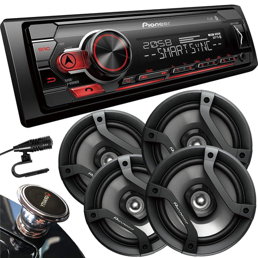 Pioneer MVH-S310BT Digital Media Receiver with Smart Sync App Compatibility, MIXTRAX, Built-in Bluetooth + 2 Pairs of TS-F1634R 6.5